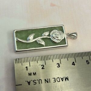 Sterling Silver Good Luck Jade floral pendant